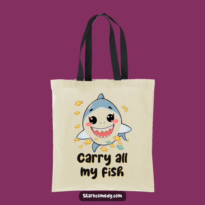 Funny Kawaii Shark Juggling Tote Bag: Whimsical Carry-All, Perfect Gift for Foodies