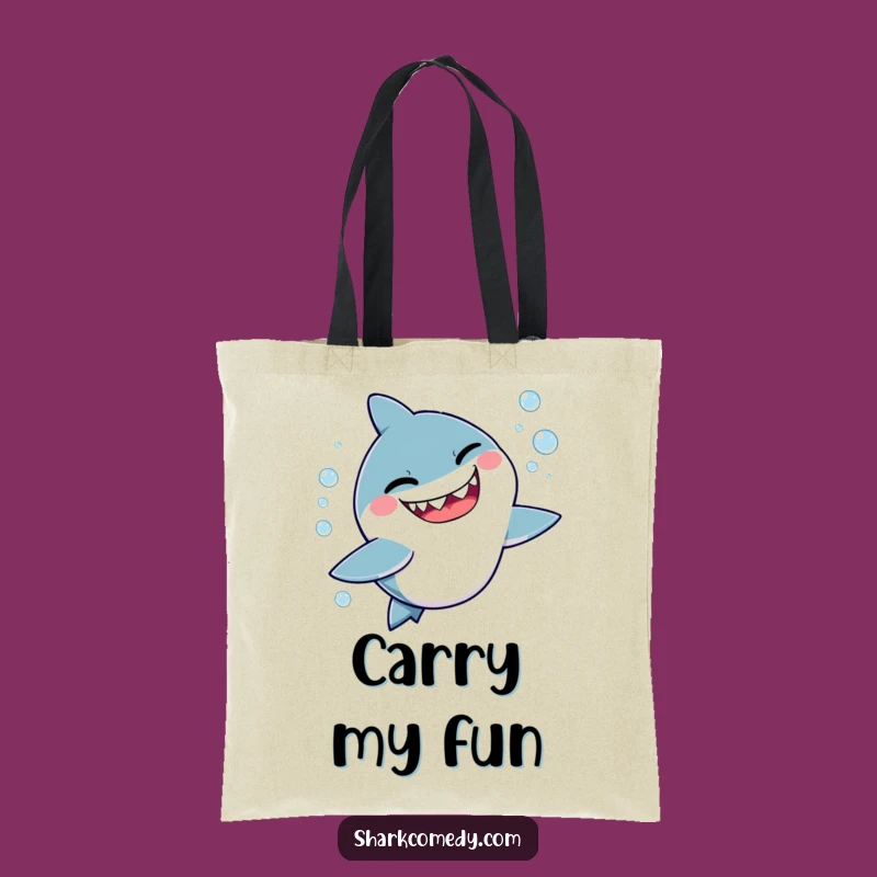 Funny Mischievous Shark Tote Bag: Winking Bubble Chase Carry-all