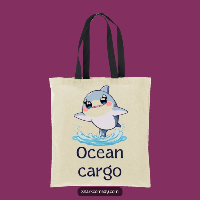 Kawaii Shark Tote Bag - Joyful Leaping Shark Carry-All for Cute Style